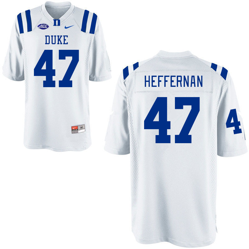 Men #47 Joe Heffernan Duke Blue Devils College Football Jerseys Stitched Sale-White - Click Image to Close